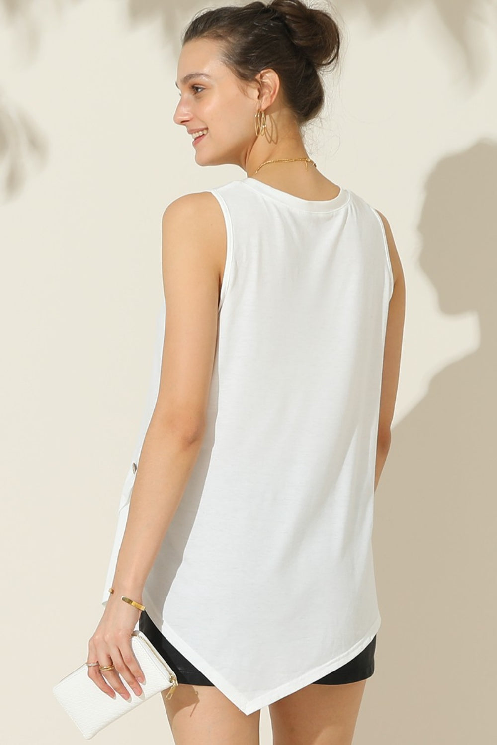 Round Neck Button Side Tank