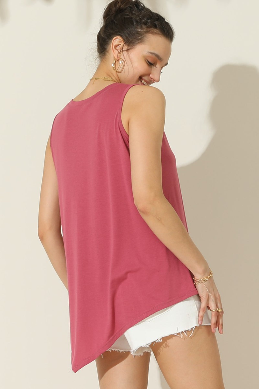 Round Neck Button Side Tank