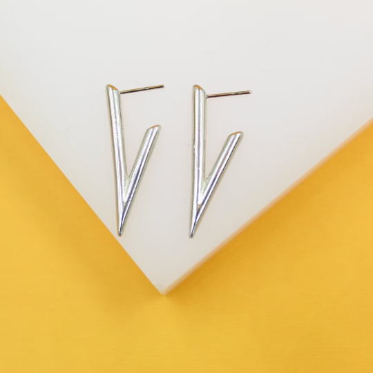 18K Gold/Rhodium Filled Triangle Earrings