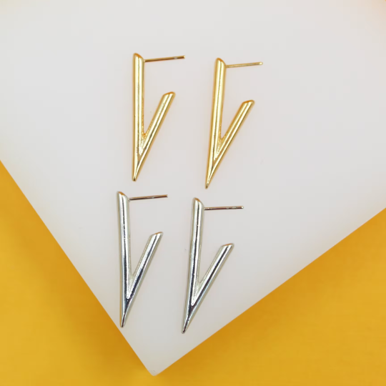 18K Gold/Rhodium Filled Triangle Earrings