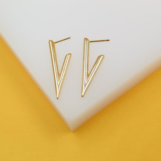 18K Gold/Rhodium Filled Triangle Earrings